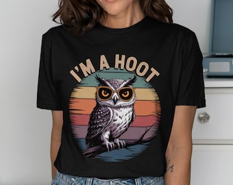 I'm A Hoot Owl T-Shirt: Retro Sunset Graphic Tee