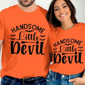 Przystojny Mały Diabeł Halloween T-shirt, Śmieszna Koszulka Halloween, Słodki T-shirt Halloween, Strój na imprezę Halloween, Koszulka diabła, Zły duch, Demon