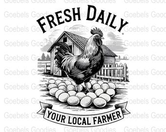 Funny Rooster PNG: Local Farmer Sublimation Design (Digital Download)