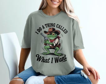 Cowboy Frog Graphic Tee: Funny Western Animal Shirt