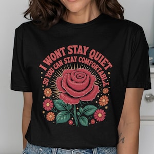 Floral Rose Graphic T-Shirt: Empowering Slogan Statement Tee