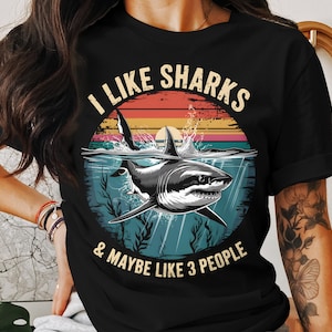 Shark Lover Digital Print, Funny Shark Art, I Like Sharks Design, Retro Shark Wall Decor, Marine Life Graphics, Shark Graphic Design Digital