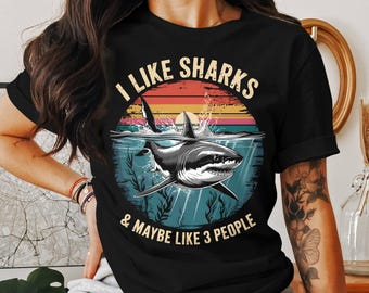 Shark Lover Digital Print, Funny Shark Art, I Like Sharks Design, Retro Shark Wall Decor, Marine Life Graphics, Shark Graphic Design Digital