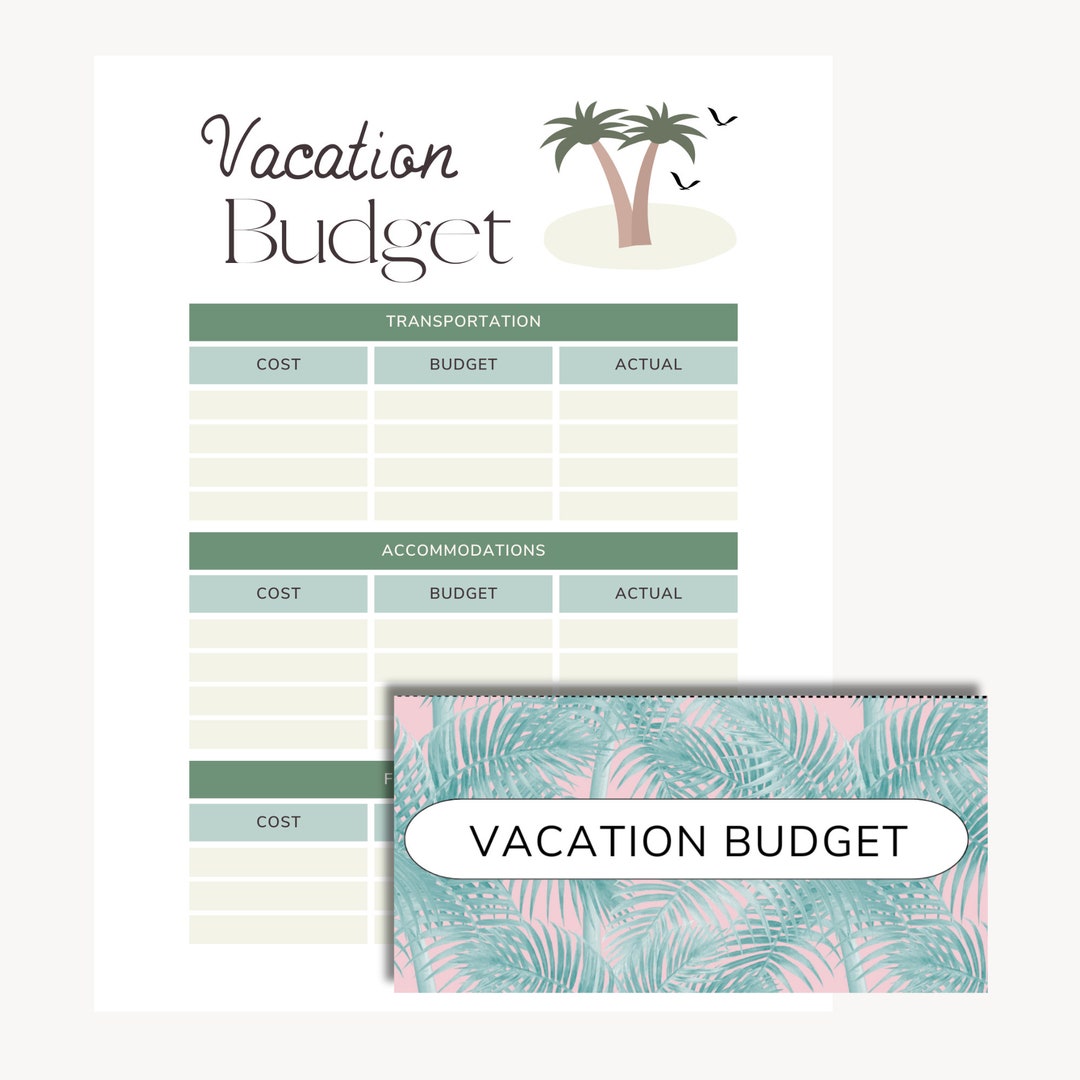 Printable Vacation Budget Worksheet Holiday Budgeting Cash Etsy