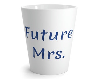 Futura Sra. Latte Mug (Blue Font)