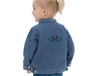 Organic Denim Jacket | Toddler | Happy Panda | Embroidered