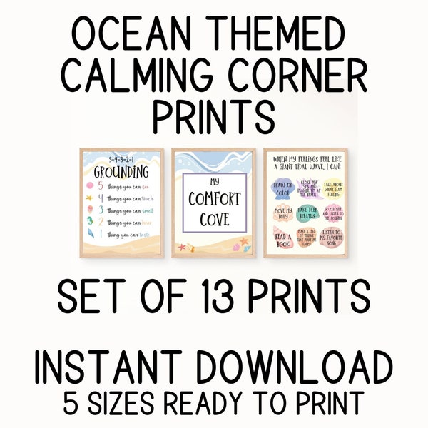 Ocean Wall Art Ocean Wall Decor For Kids Room Calming Corner Posters For Kids Calm Down Corner Ocean Posters Ocean Decor Kids Room Wall Art