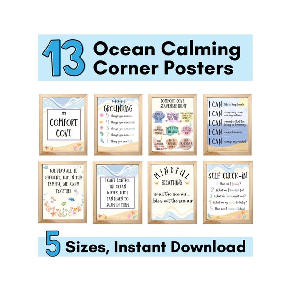 Beach Calming Corner Posters For Homeschool Ocean Calm Down Corner Beach Posters Classroom Calm Corner Preschool Ocean Wall Art For Toddler