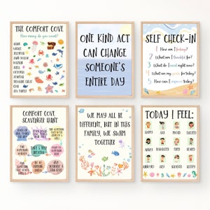 Calm Corner For Homeschool, Ocean Decor Preschool Calming Corner Posters, Time In Preschool, Ocean Wall Art, Toddler Affirmation Wall Poster