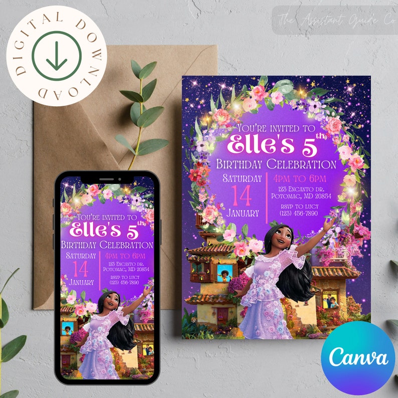 EDITABLE Encanto Digital Invitation Instant Download Isabella Etsy