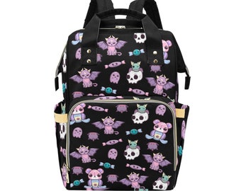 Gothic Diaper Bag-Unique Baby Bag-Skull Diaper Bags-Alternative Style Nappy Backpack-Preschool Backpack