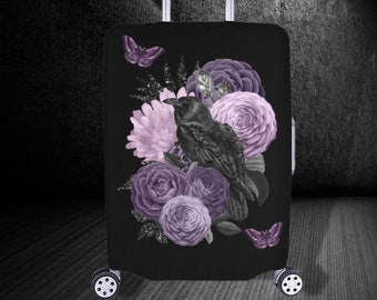 Capa de mala de flor roxa - Capa de bagagem personalizada - Capa de viagem mística para mala