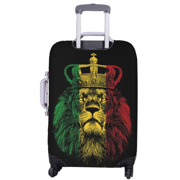 Rastafari Lion Suitcase Cover-Custom Luggage Cover-Jamaican Travel Bag Cover