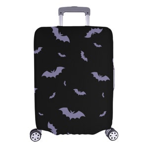 Gothic Purple Bat Suitcase Cover-Custom Luggage Cover-Bats Travel Bag Cover