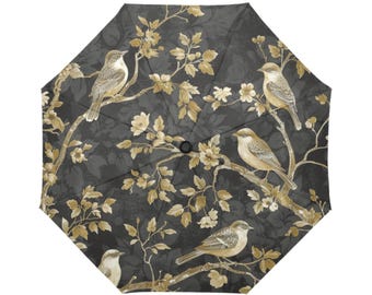 Cottagecore Umbrella-Vintage Bird Semi Automatic Umbrella