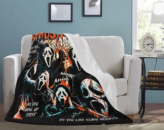 GhostFace Ultra Soft Micro Fleece Throw 60x50inch Inch- Scream Throw Blanket Large-Grunge Throw - Horror Inspired Couch Décor