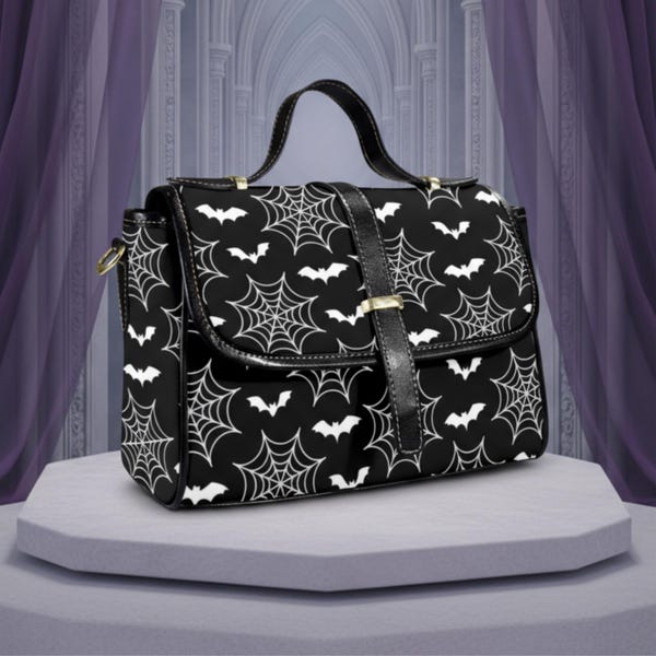 Dark Academia Crossbody Bag -Gothic Purse With Strap-Vegan Leather Gothic Bag-Vampire Crossbody Bag-Grotesque Crossbody Bag