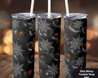 3D Halloween Tumbler Wrap-3D Putty Tumbler Design-20oz Halloween Tumbler Wrap-Gothic PNG-Puffy Halloween Design