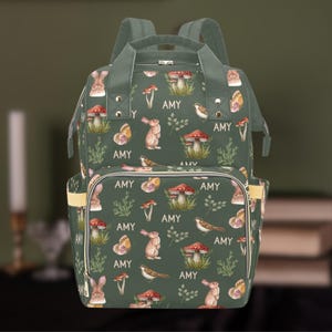 Personalized Diaper Bag Cottagecore-Whimsical Nappy Bag-Woodland Baby Gift-Custom Diaper Bags