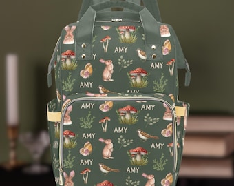 Gepersonaliseerde luiertas Cottagecore-grappige luiertas-Woodland babycadeau-luiertassen op maat