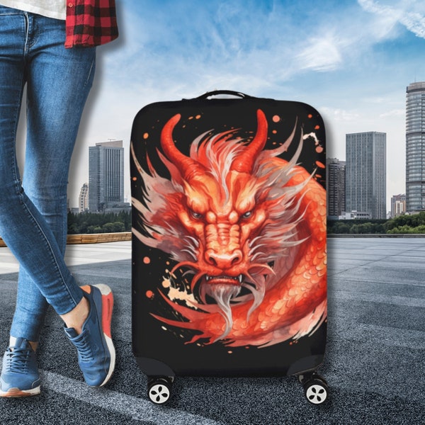 Dragon Luggage Cover-Custom Suitcase Cover-Year Of The Dragon-Mystical Dragon Design