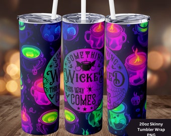 Neon Witch Cauldron 20oz Tumbler Wrap (Digital Download)
