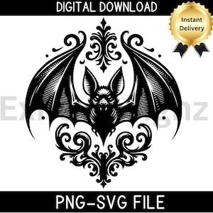 Bat SVG-Victorian Goth Png-Bat Clipart-Gotycki plik wektorowy-Projekt koszulki Bat