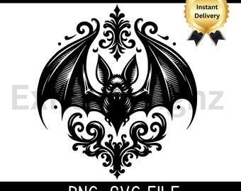 Bat SVG-Victorian Goth Png-Bat Clipart-Gothic Vector File-Bat Shirt Design