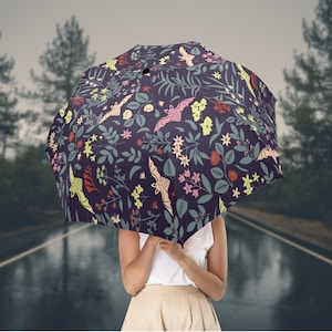 Floral Bat Umbrella-Semi Automatic Umbrella-Gothic Rain Cover-Custom Gift-Alternative Fashion Accessories