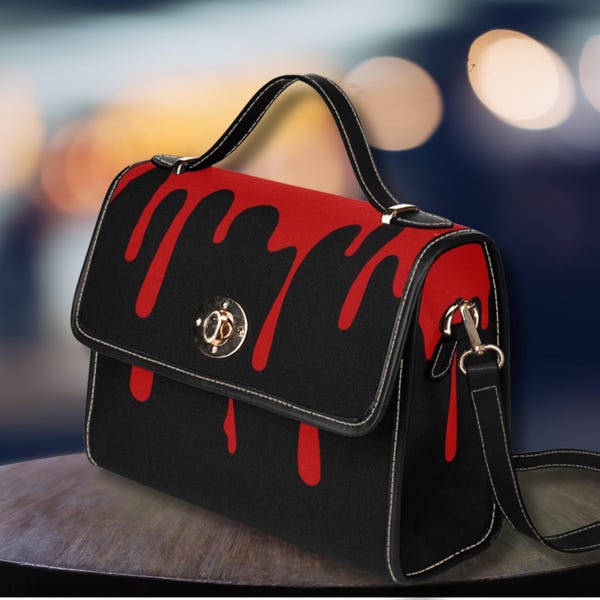 Gothic Purse -Blood Drip Satchel-Vegan Leather Gothic Bag-Vampire Crossbody Bag