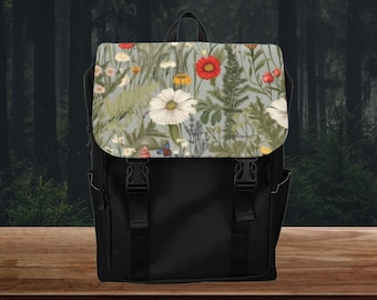 Cottagecore Messenger Bag-Wildflower Backpack-Woodland Bag-Unique Backpacks-Backpack For School