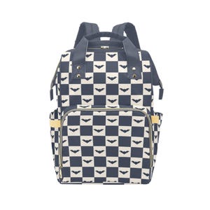 Checked Diaper Bag-Gothic Nappy Bag-Alternative Diaper Bags-Bat Nappy Backpack-Preschool Backpack-Custom Diaper Bags