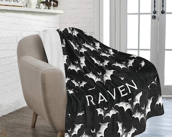 Coperta pipistrelli gotici - Coperta personalizzata - Coperta 50 x 60 pollici - Decorazione per la stanza Dark Academia