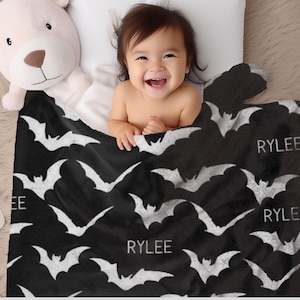 Gothic Baby Blanket-Personalised Bat Baby Blanket-30x40 Inch Blanket-Ultra Soft Baby Blanket-50x60inch Throw Blanket Goth-Gothic Home Decor