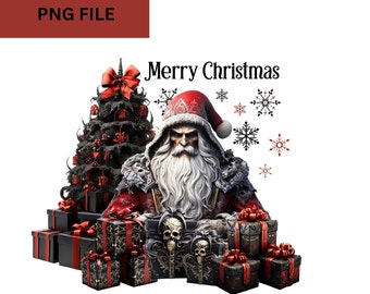 Enge kerstman png-Goth Christmas-clipart-horror kerstafbeeldingen-zwarte kerst-png