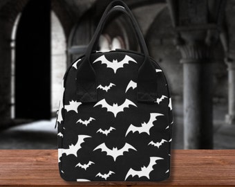 Gothic Bats Lunch Bag-Bat Lunch Box-Lunch Bag Insulated-Gothic Lunch Tote-Witchy lunch Bag