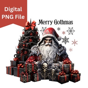 Papai Noel Assustador Png-Goth Christmas Clipart-Horror Christmas images-Dark Christmas Png