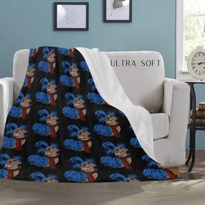 60x50inch labyrinth worm printed throw blanket which is super soft and nice to wrap around yourself.