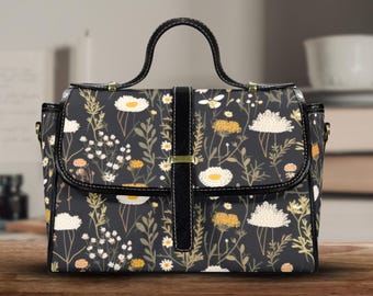 Bolso Wildflower -Bolso tipo cartera Cottagecore-Bolso floral de piel vegana-Bolso bandolera con flores-Bolso inspirado en la naturaleza
