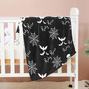 Gothic Baby Blanket-Personalised Bat Baby Blanket-30x40 Inch Blanket-Ultra Soft Baby Blanket-Goth Newborn Gift