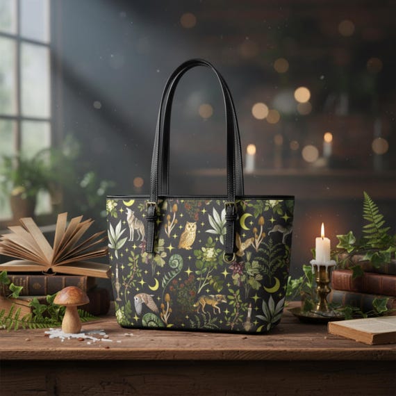 Dark Academia Tote Bag -Boho Tote Bag For Her-Botanical Handbags-Women's Shoulder Bags-Gifts For Her-Woodland Handbags
