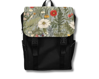Wildflower Messenger Bag-Whimsical Backpack-Woodland Bag-Unique Backpacks-Backpack For School
