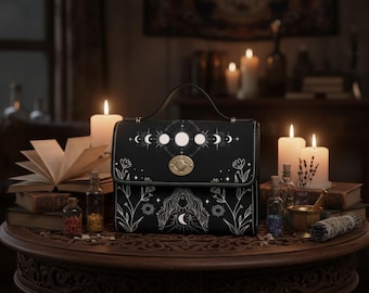 Boho Celestial Handbag -Dark Academia Crossbody Bag-Vegan Leather Boho Bag-Gothic Crossbody Bag-Gothic Bag