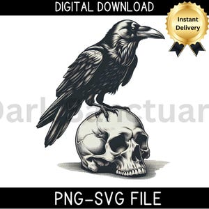 Gothic SVG-Skull And Crow Png-Dark Academia Png-Mystical Sublimation Designs