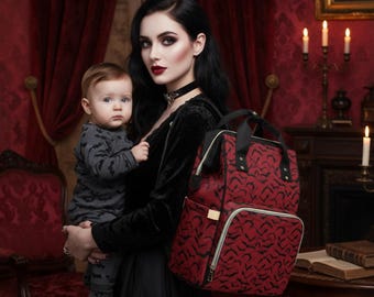 Bat Diaper Bag-Gothic Baby Backpack Bag-Dark Academia Diaper Bags-Gothic Baby Shower Gift