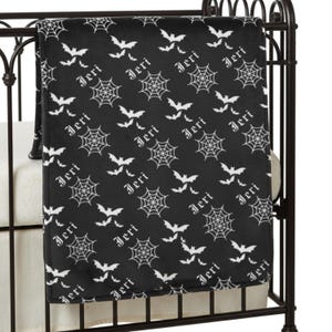 Gothic Baby Blanket-Personalised Bat Baby Blanket-30x40 Inch Blanket-Ultra Soft Baby Blanket