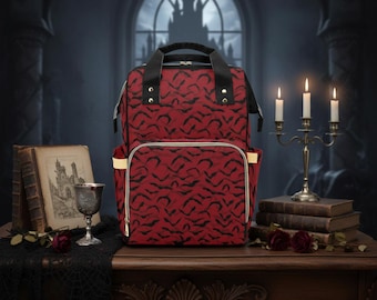 Bat Diaper Bag-Gothic Baby Backpack Bag-Dark Academia Diaper Bags-Alternative Style Nappy Backpack-Goth Backpacks