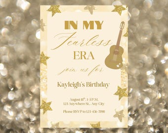 Editable Country Pop Birthday Invite – In My Fearless Era Theme