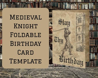Medieval Knight Birthday Card | Printable Foldable Template | Funny Renaissance Fair Greeting