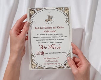 Medieval Birthday Invitation Template | Canva Editable Scroll-Style Fantasy Party Invite
